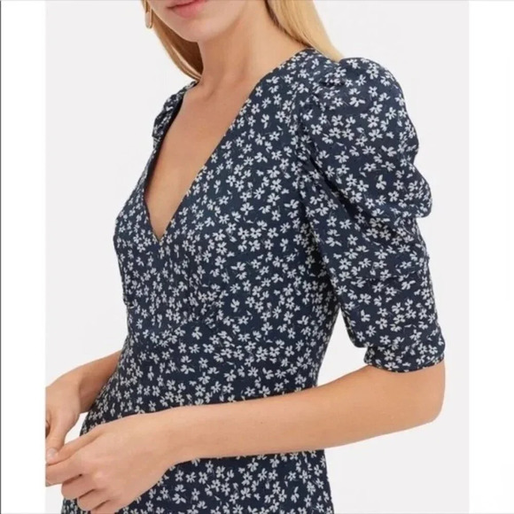 SALONI Colette Silk Minidress In Navy Painterly $550 - Picture 3 of 15